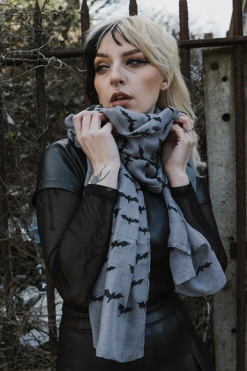 Pamela Mann Gothic Grey Bat Scarf
