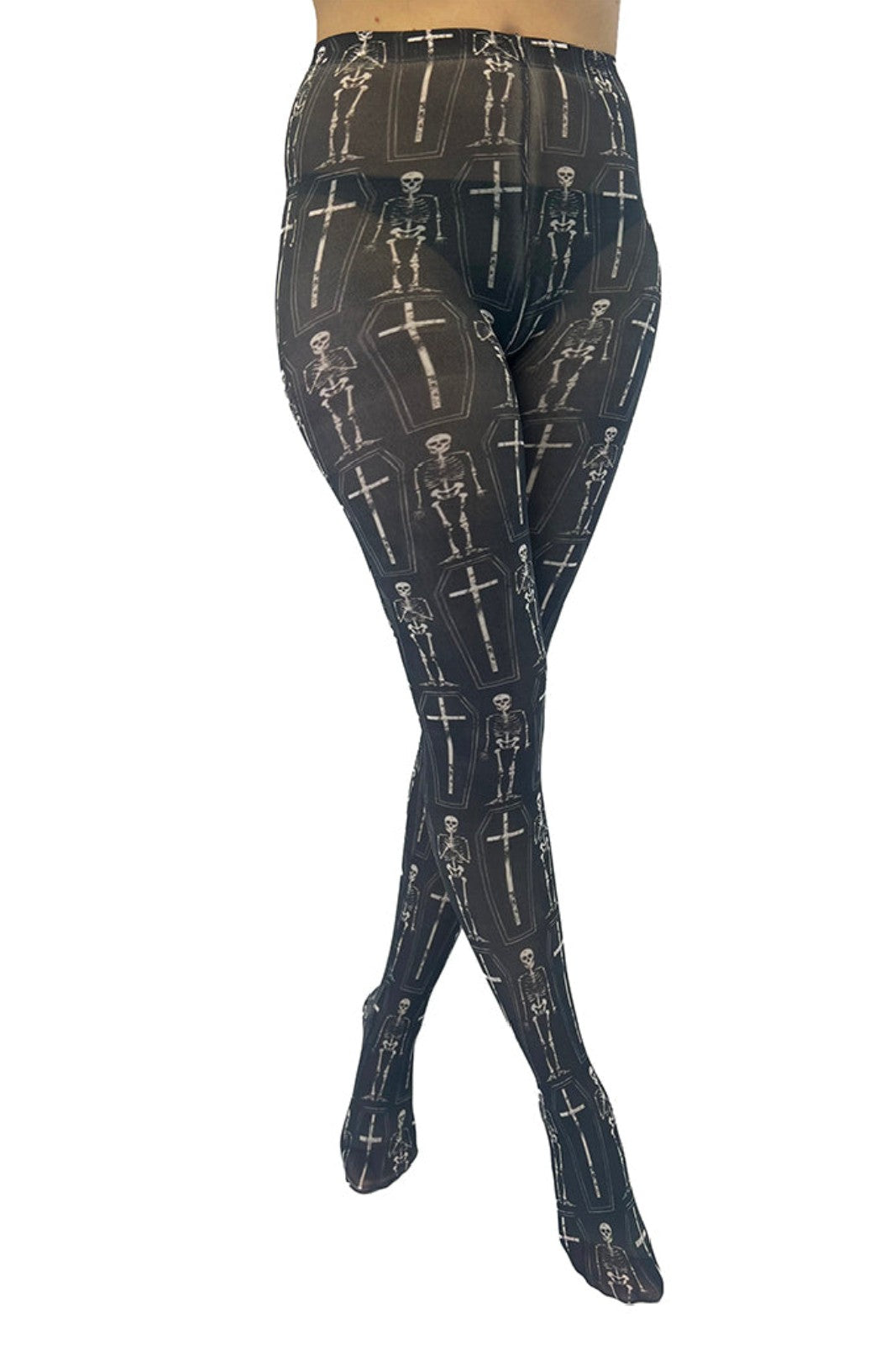 Pamela Mann Coffin Skeleton Tights Halloween Gothic Punk