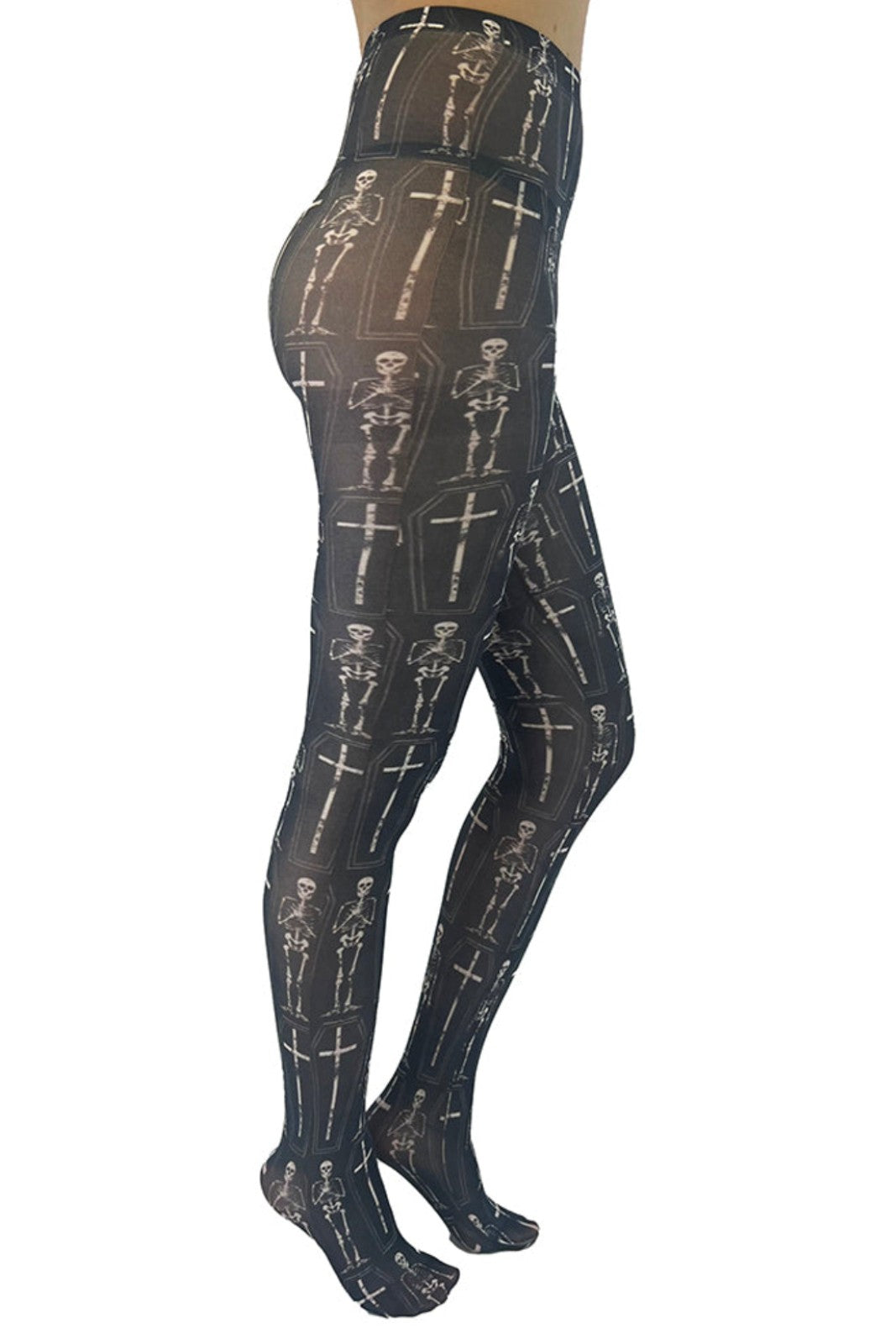 Pamela Mann Coffin Skeleton Tights Halloween Gothic Punk