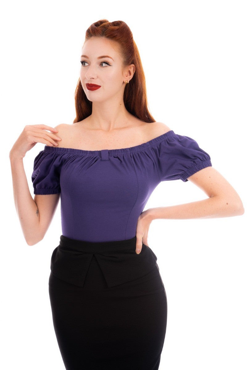 Ro Rox Bella Pinup 1950's Off-Shoulder Top