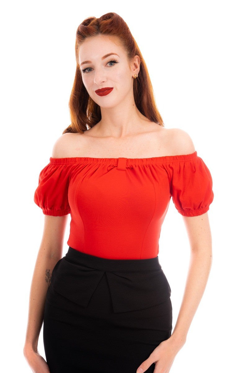 Ro Rox Bella Pinup 1950's Off-Shoulder Top