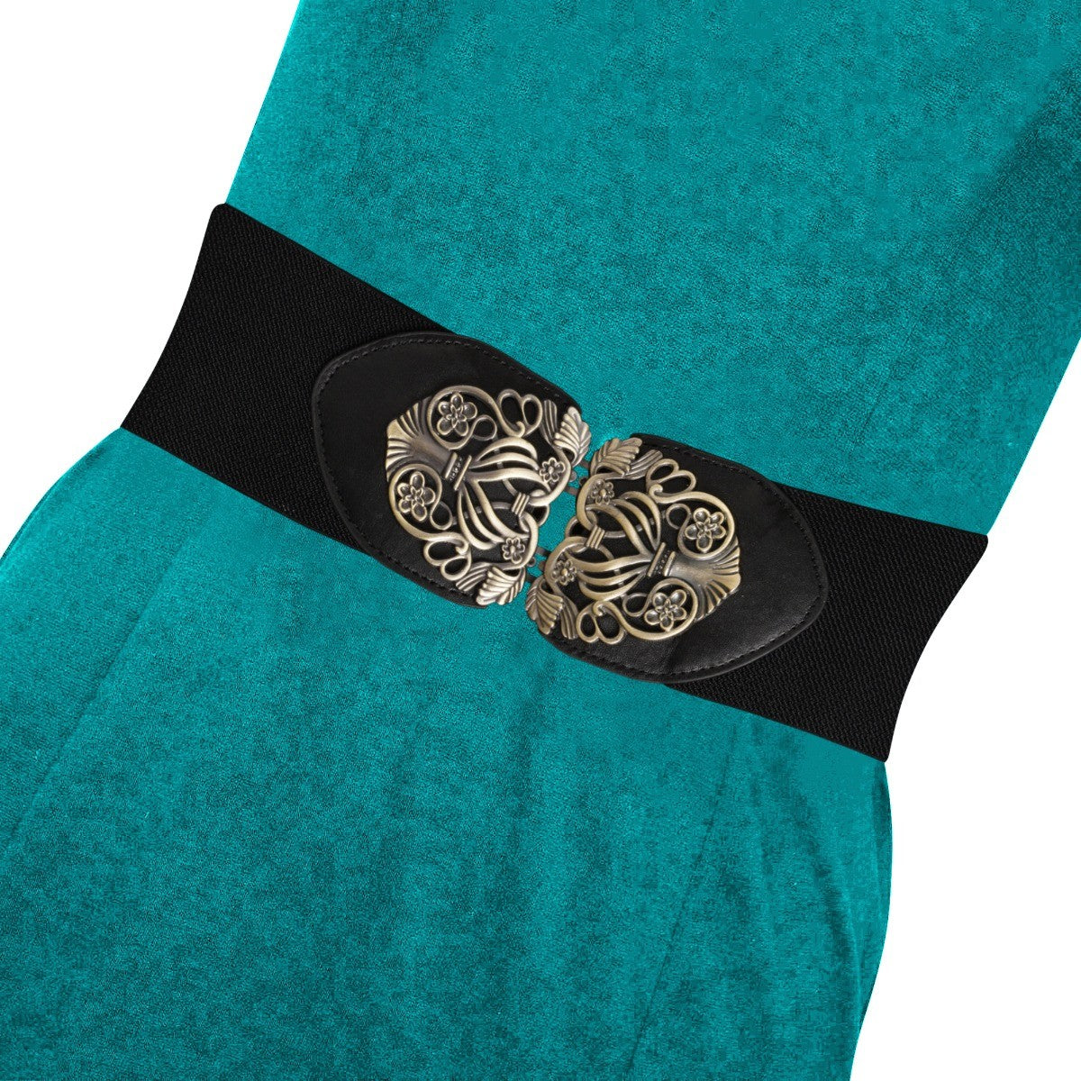 Ro Rox Celtic Catorina Black Elasticated Retro Wide Nurse Belt
