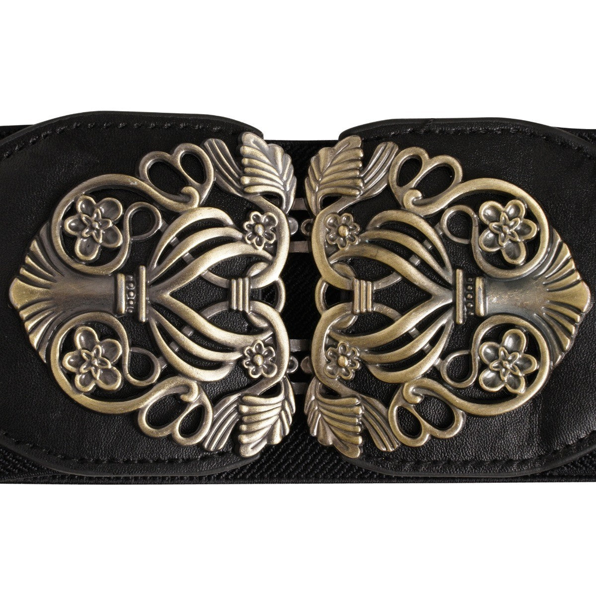 Ro Rox Celtic Catorina Black Elasticated Retro Wide Nurse Belt