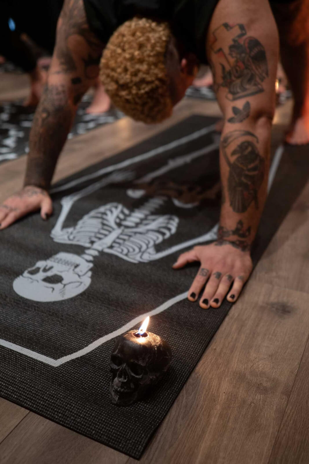 Sourpuss Corpse Skeleton Pose Coffin Gothic Yoga Mat