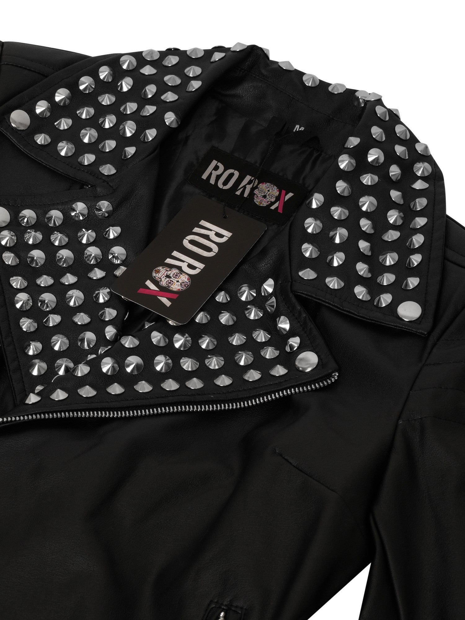 Ro Rox Studded Brando Jacket Faux Leather Punk Goth Biker Jacket