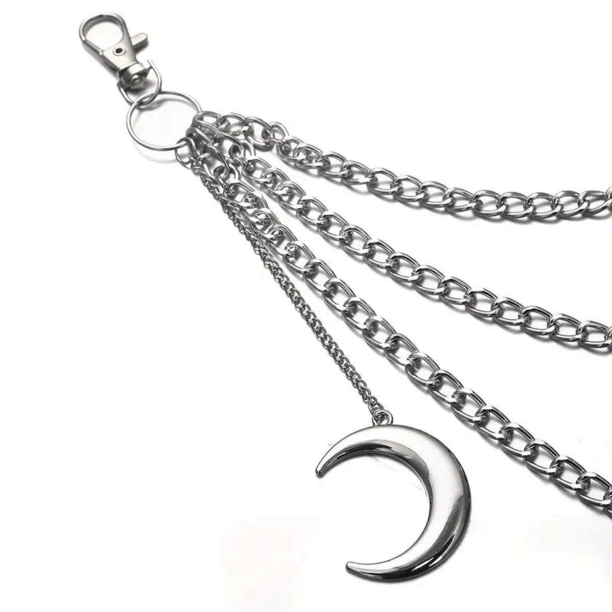 Lunar Belt Chain Moon Pendant Gothic Wicca Triple Keychain Unisex