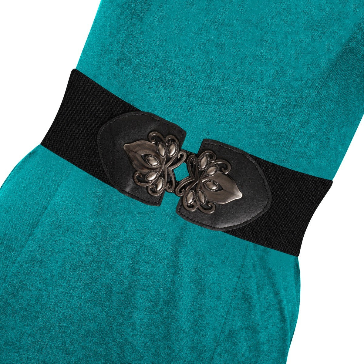 Ro Rox Celtic Orla Black Elasticated Retro Wide Nurse Belt