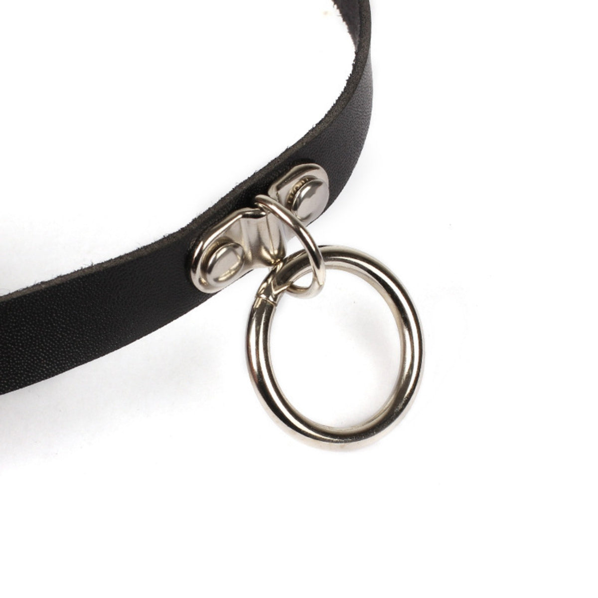 FM42 PU Simulated Leather Choker Necklace - 0.75" Wide With Rivets & O-Ring Chains, Adjustable (Multicolor)