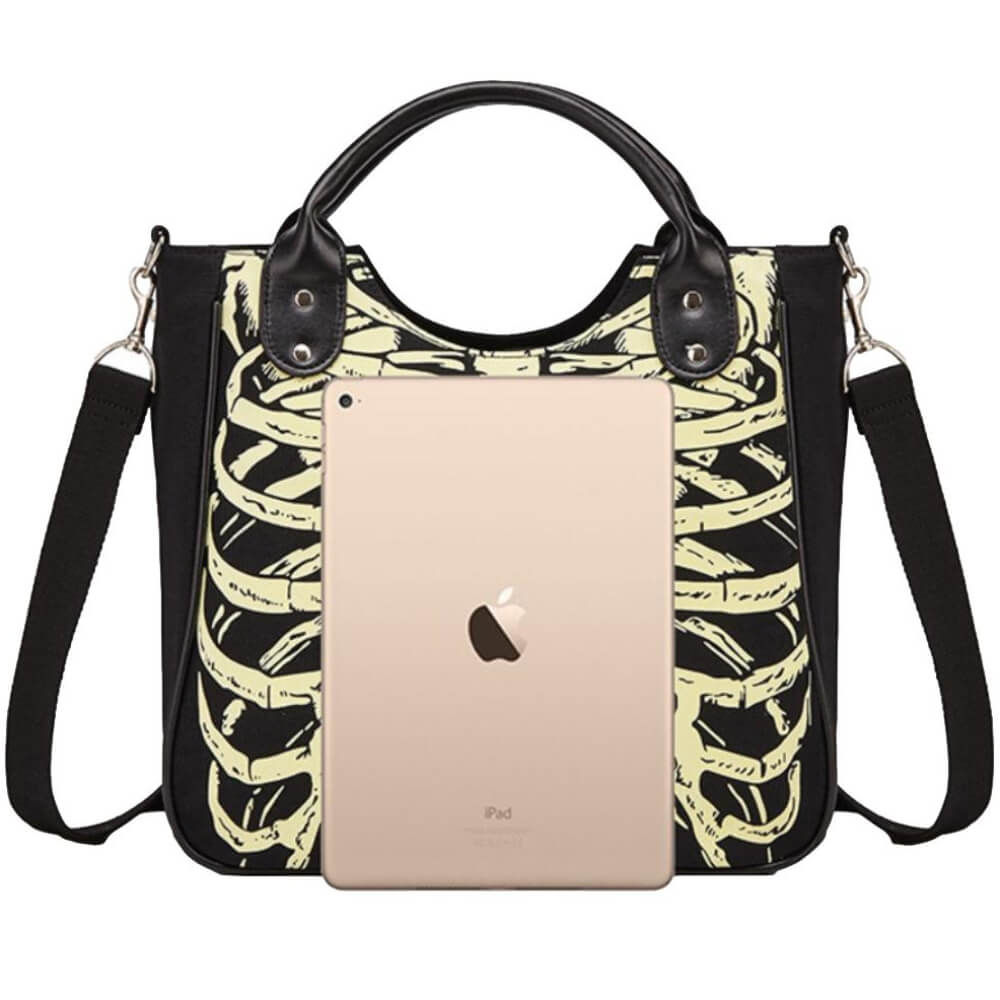 Ro Rox Skeleton Tote Bag Malachi Gothic Canvas Glow in the Dark