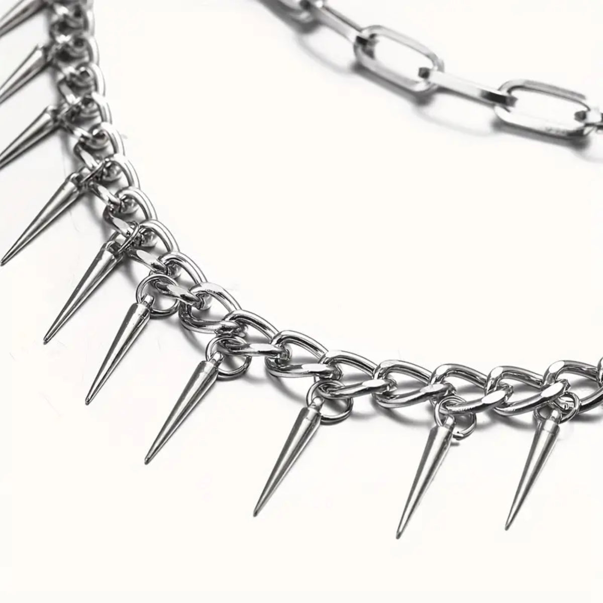 Ro Rox Punk Studded Gothic Metal Triple Pendant Chain