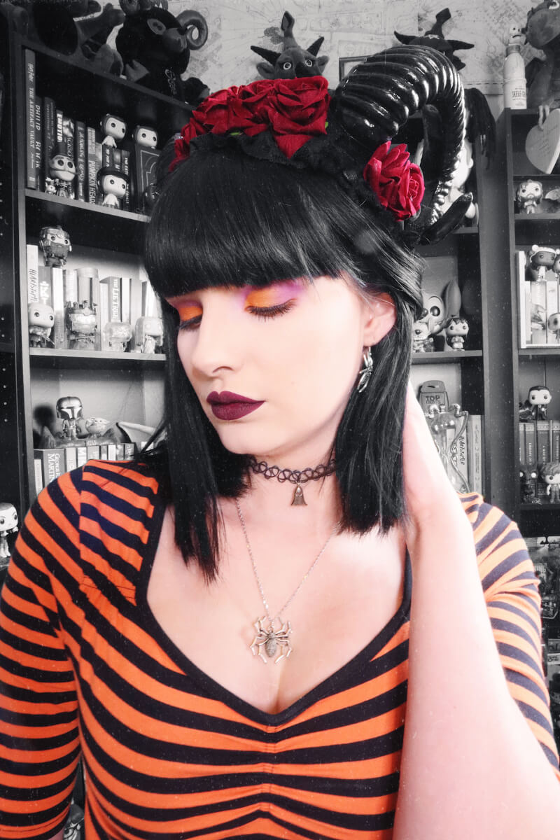 Ro Rox Red Roses Horns Gothic Headband