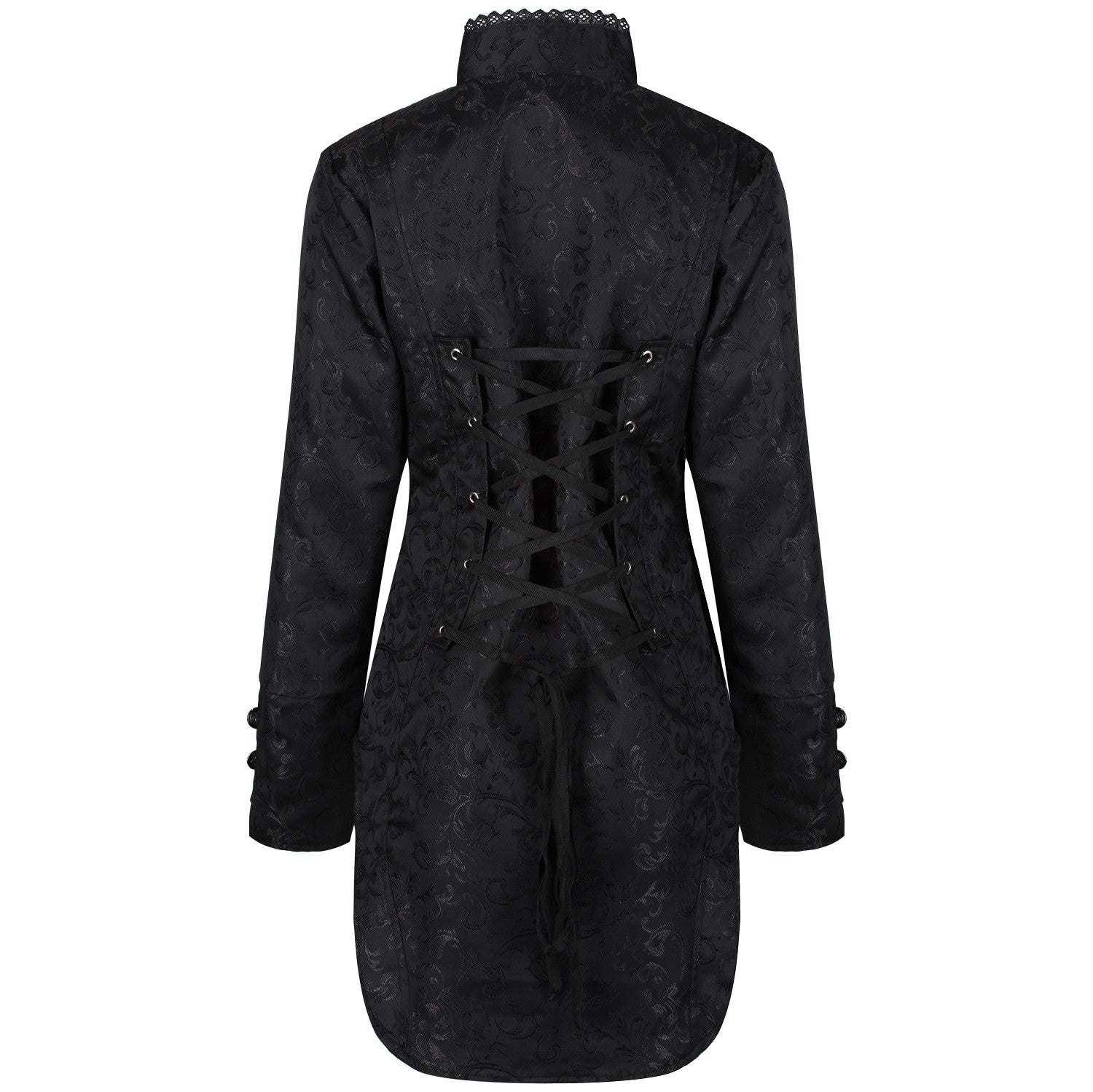 Women's Black Brocade Gothic Tailcoat