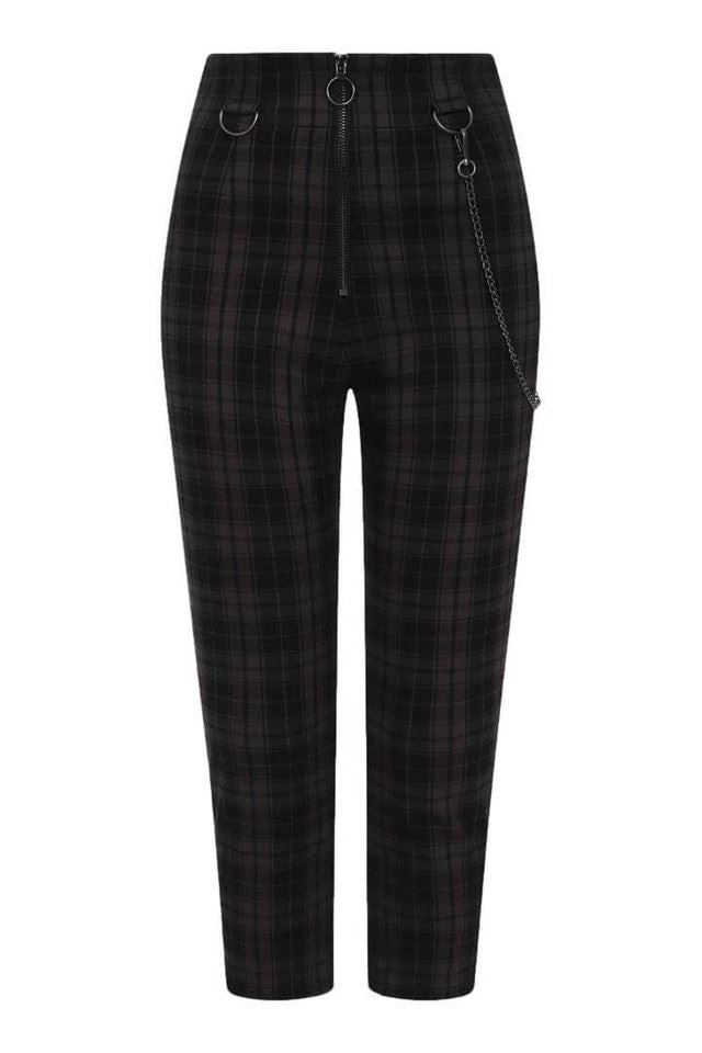 Hell Bunny Cobain Capris Tartan Grunge Punk Trousers