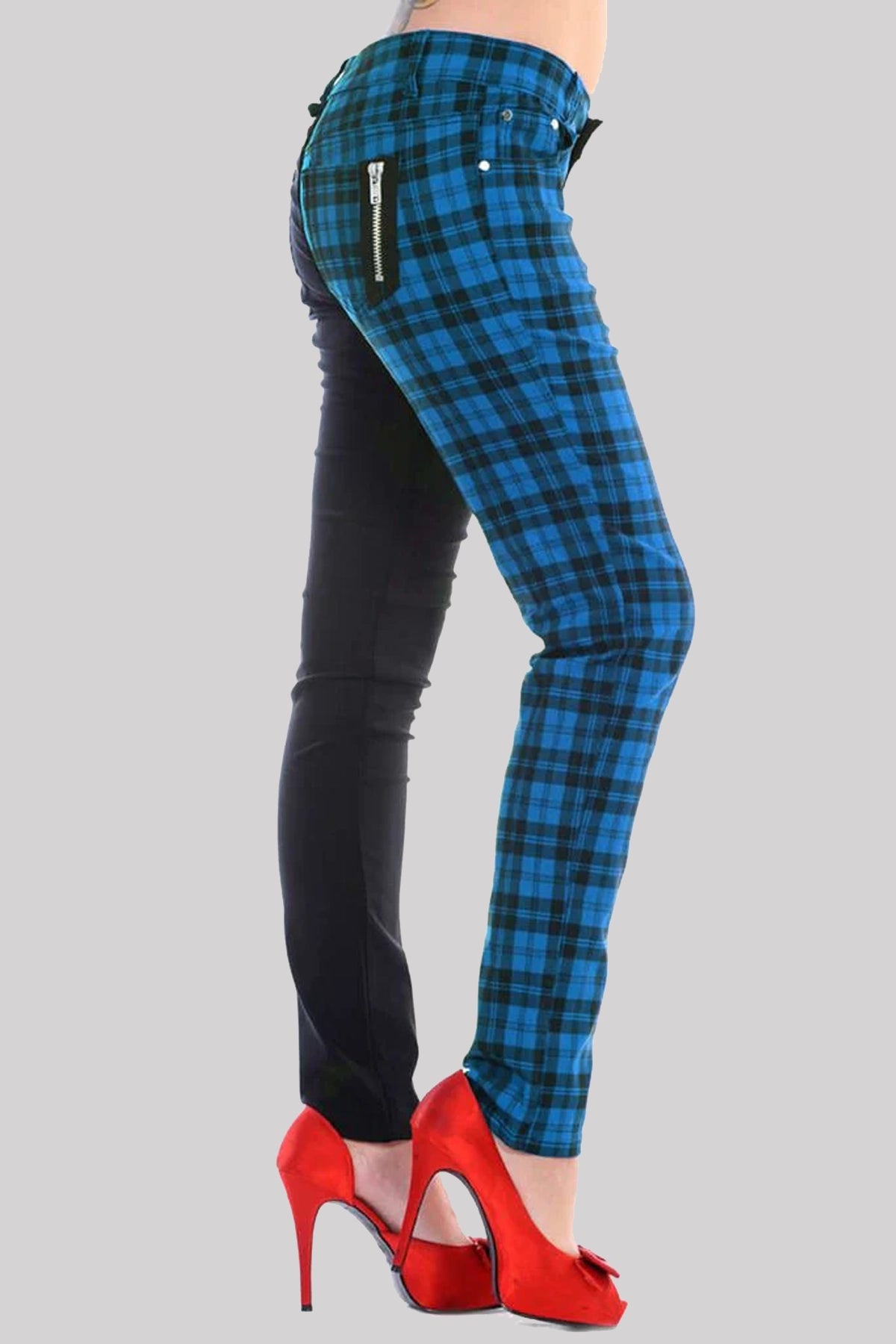 Banned Split Leg Half Check Half Black Trousers Ro Rox Boutique Ro Rox