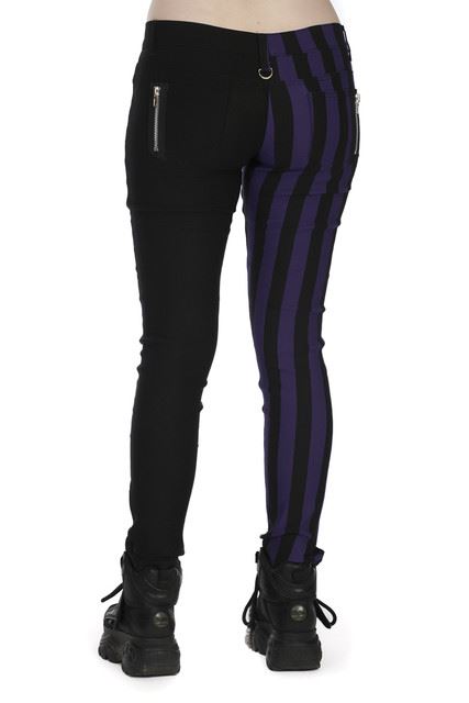 Banned Half Wide Striped Half Black Split Punk Trousers