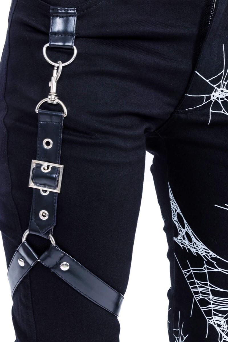 Heartless Arhana Trousers Harness Split Spiderweb Gothic Punk Pants