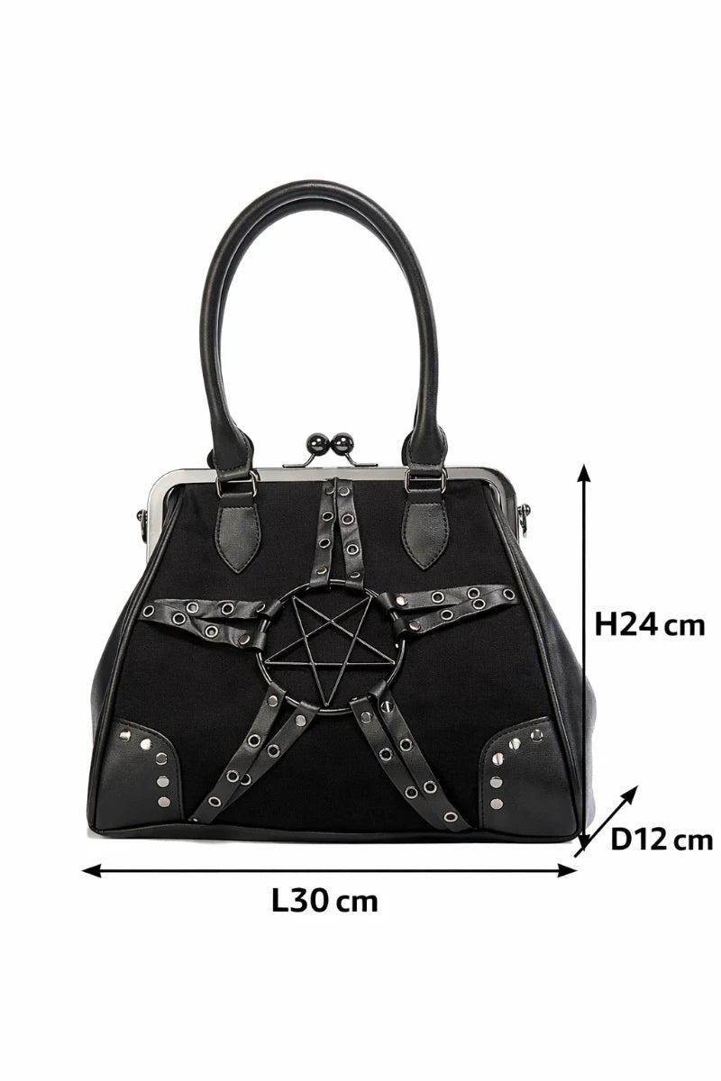 Banned Restrict Handbag Black Pentagram Gothic Occult Purse