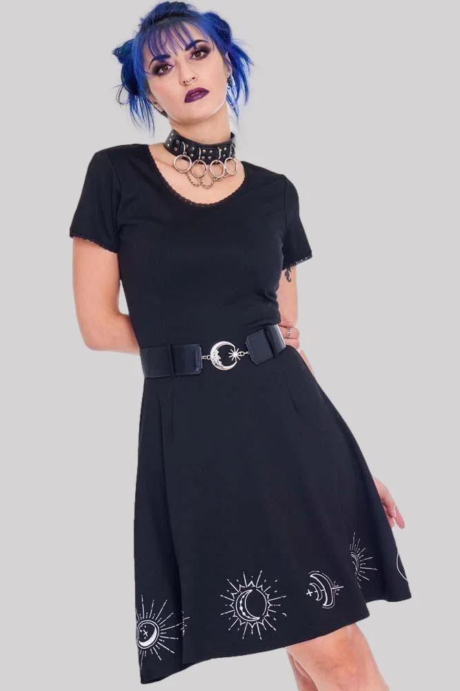 moon embroidered dress Andrea & Leo A1459 Dress Sun Moon And The Stars Embroidery Gown Nude / 10