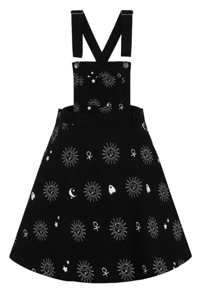 Hell Bunny Oculus Ouija Symbol Gothic Pinafore Denim Dress