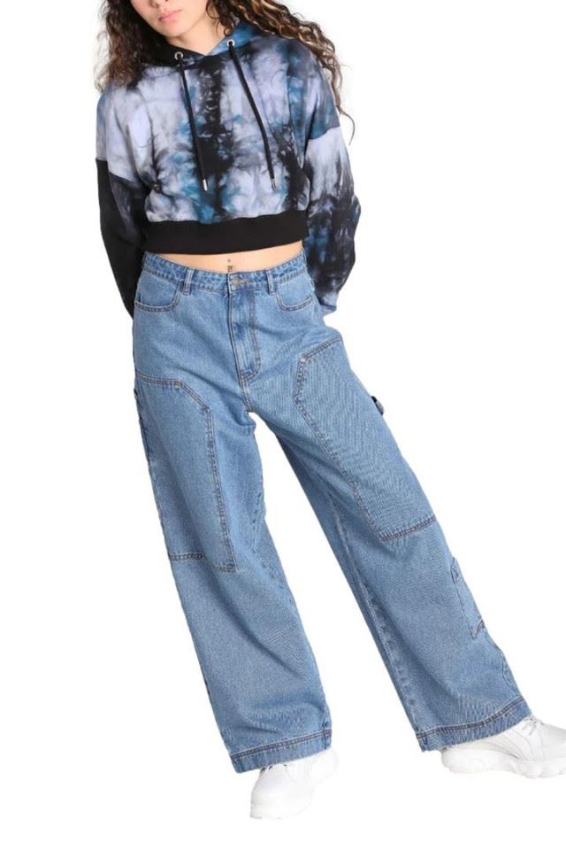 Hell Bunny 1950's Rider Denim Wide Leg Retro Jeans