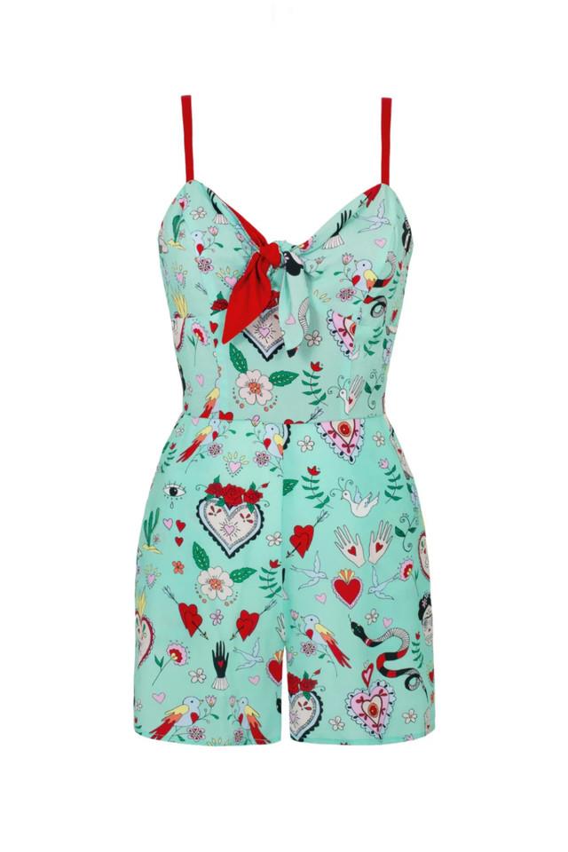 Hell Bunny Tijuana Floral Snake Heart Playsuit