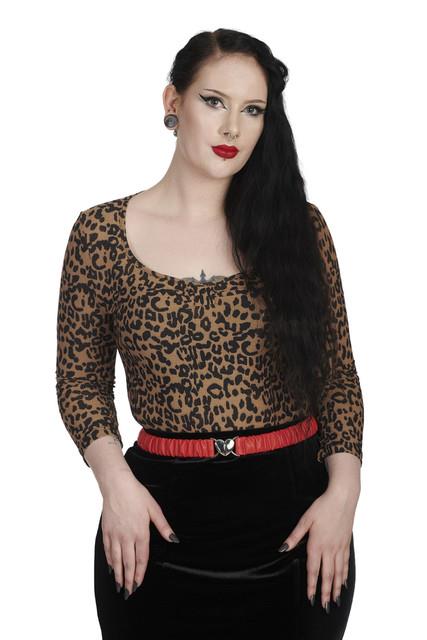 Banned Leo Grace Retro Animal Print Knitted 3/4 Sleeve Top