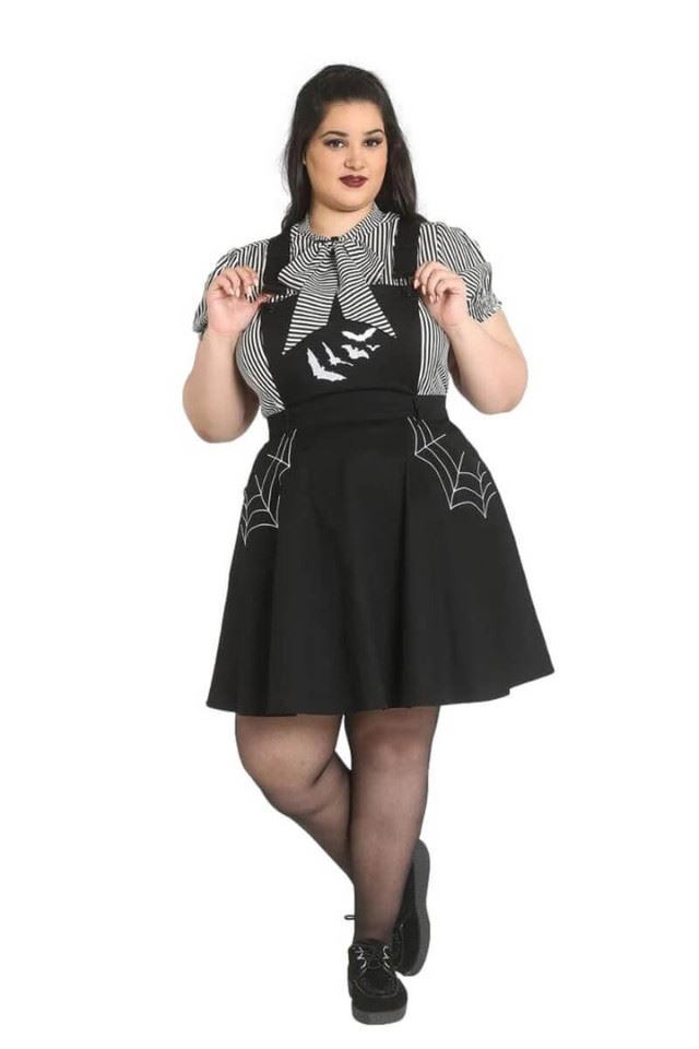 Hell Bunny Miss Muffet Spiderweb Bat Gothic Pinafore Dress