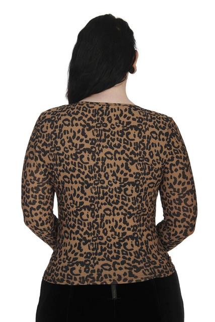 Banned Leo Grace Retro Animal Print Knitted 3/4 Sleeve Top