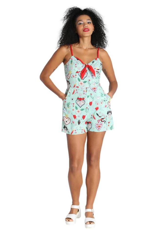 Hell Bunny Tijuana Floral Snake Heart Playsuit