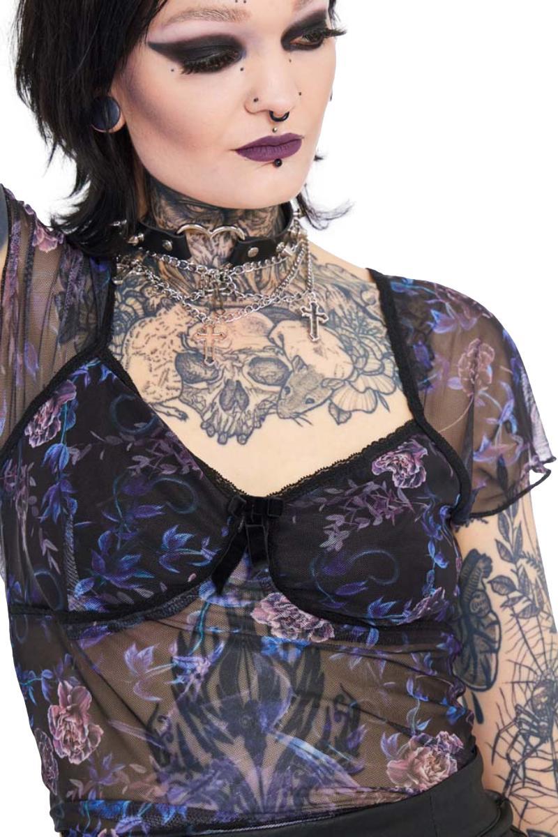 Jawbreaker Night Crow Printed Mesh Top | Ro Rox