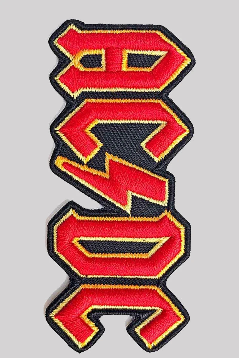 AC/DC Woven Patch: Cut Out 3D Logo Woven Design Motif Sew-On | Ro Rox
