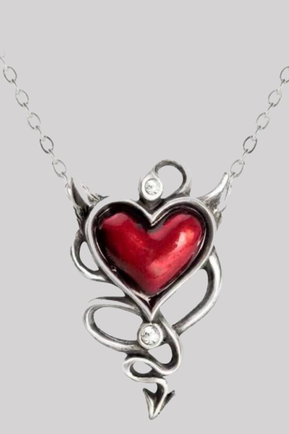 Alchemy England Devil Heart Romance Enamel Necklace