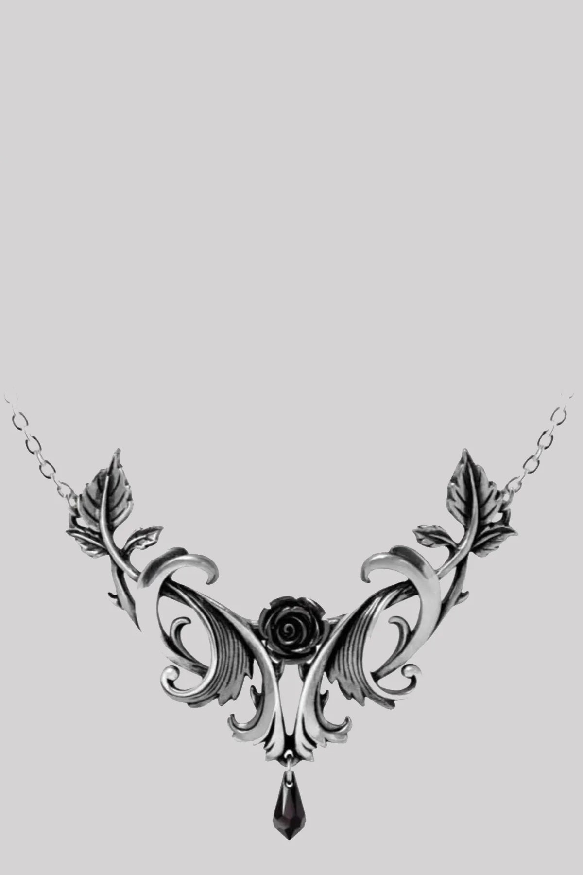 Alchemy England Baroque Rose Gothic Black Crystal Necklace