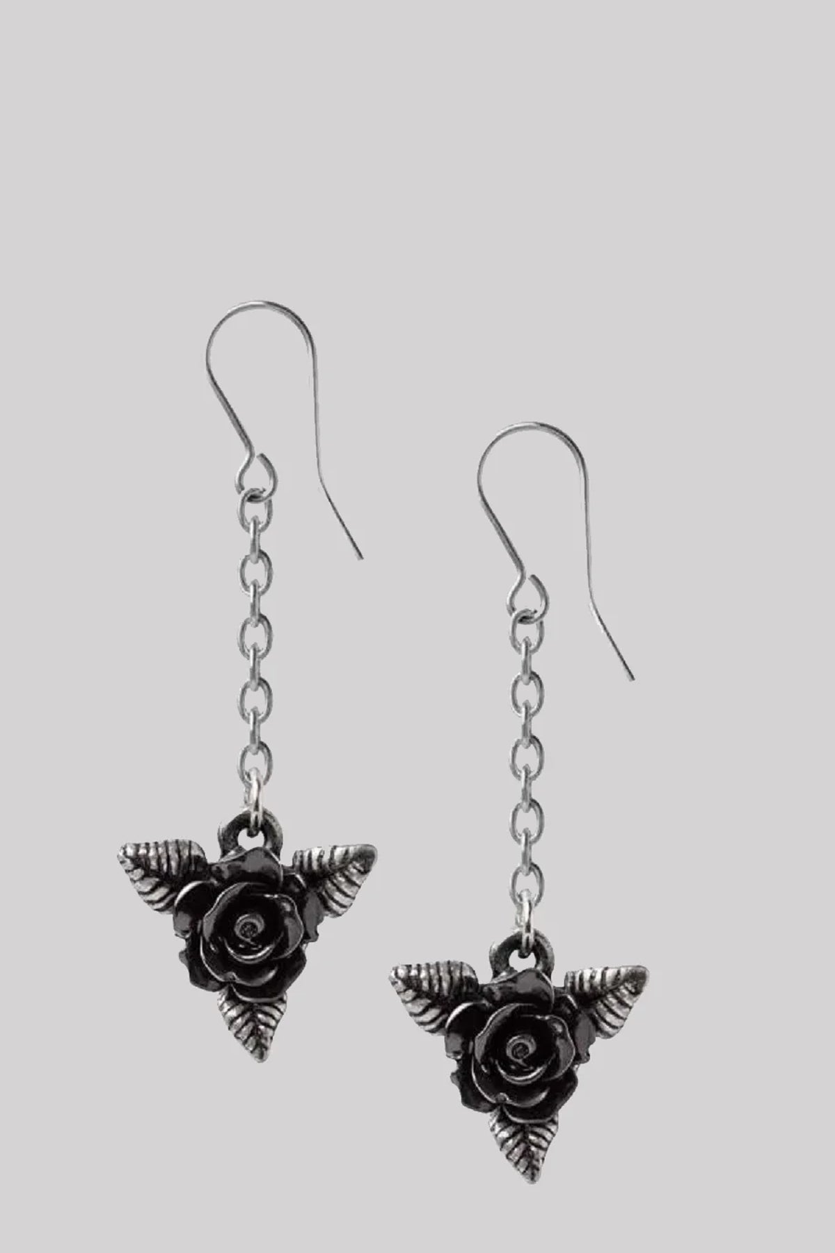 Alchemy England Black Rose Gothic Dangle Drop Earrings