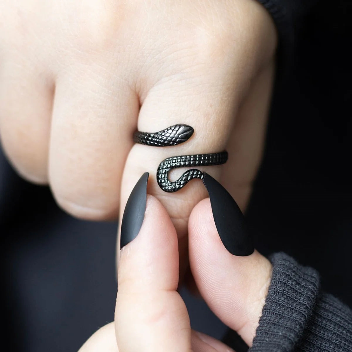 Adjustable Snake Ring - Gothic Serpent Jewelry for Women