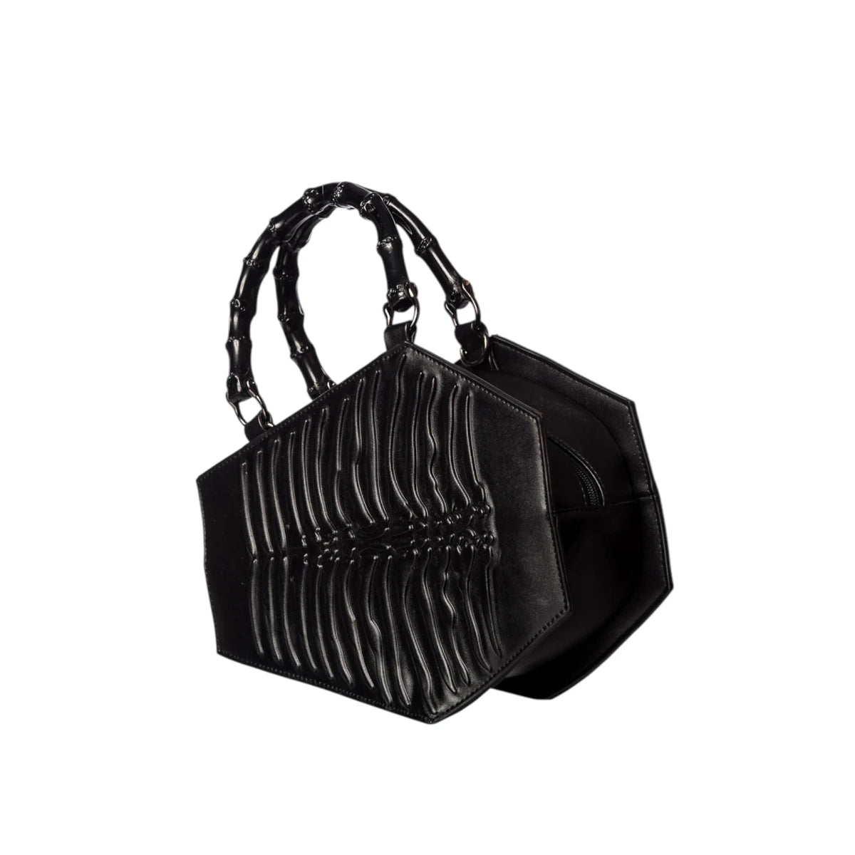 Banned Amaranth Emboss Coffin Bag Ribcage Gothic Handbag