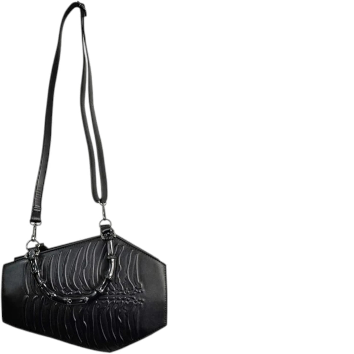 Banned Amaranth Emboss Coffin Bag Ribcage Gothic Handbag
