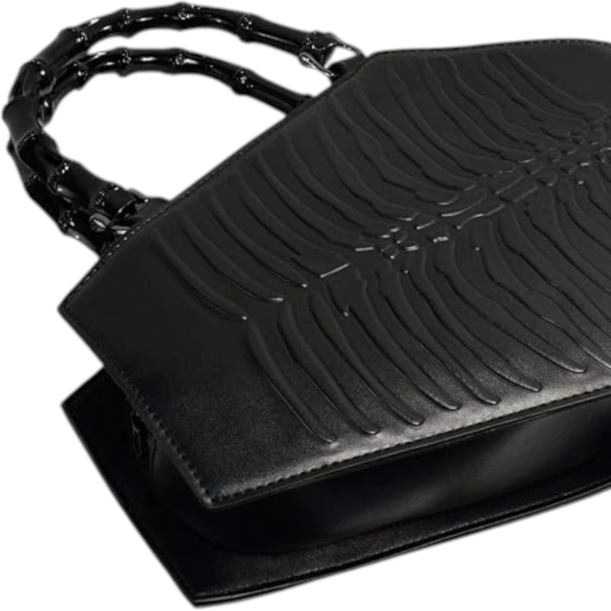 Banned Amaranth Emboss Coffin Bag Ribcage Gothic Handbag