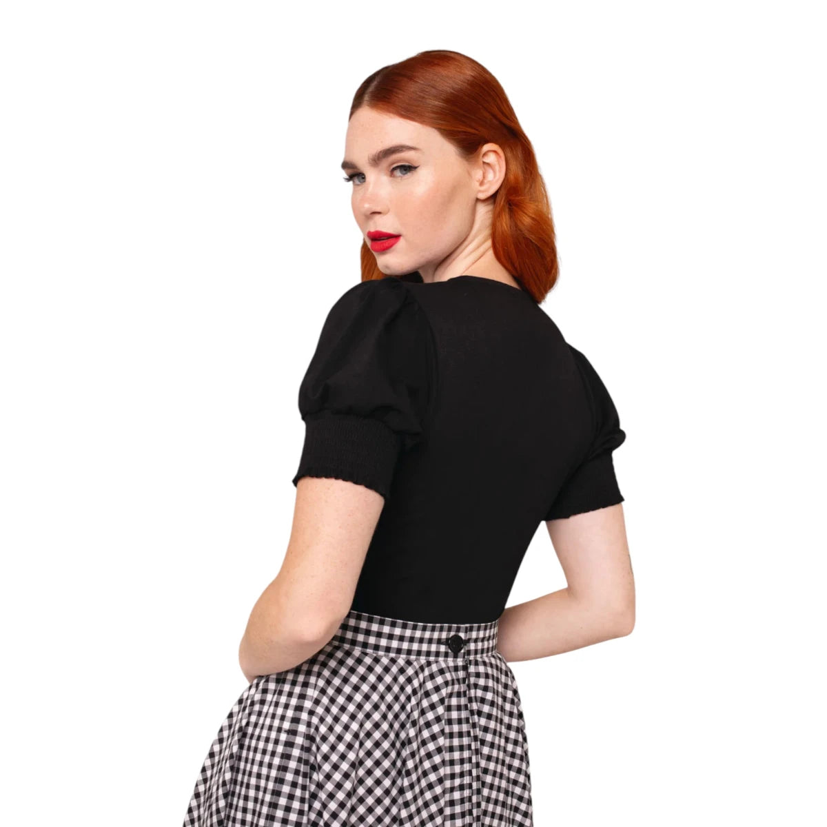 Hell Bunny Aria Top Black Gothic Wrap Cotton Stretch Blouse