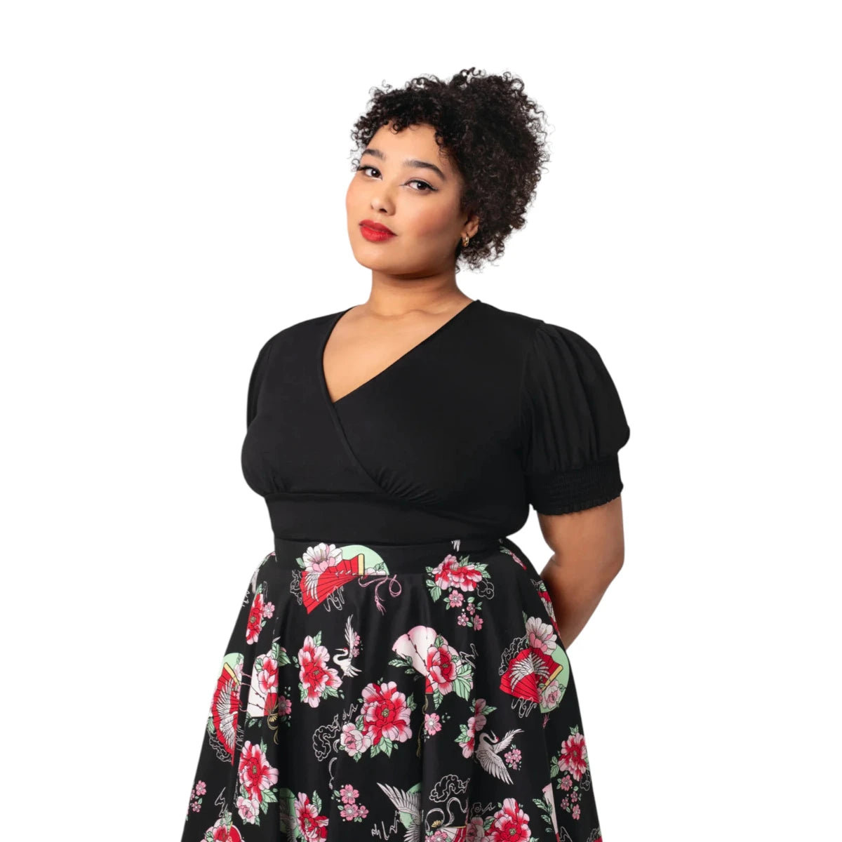 Hell Bunny Aria Top Black Gothic Wrap Cotton Stretch Blouse