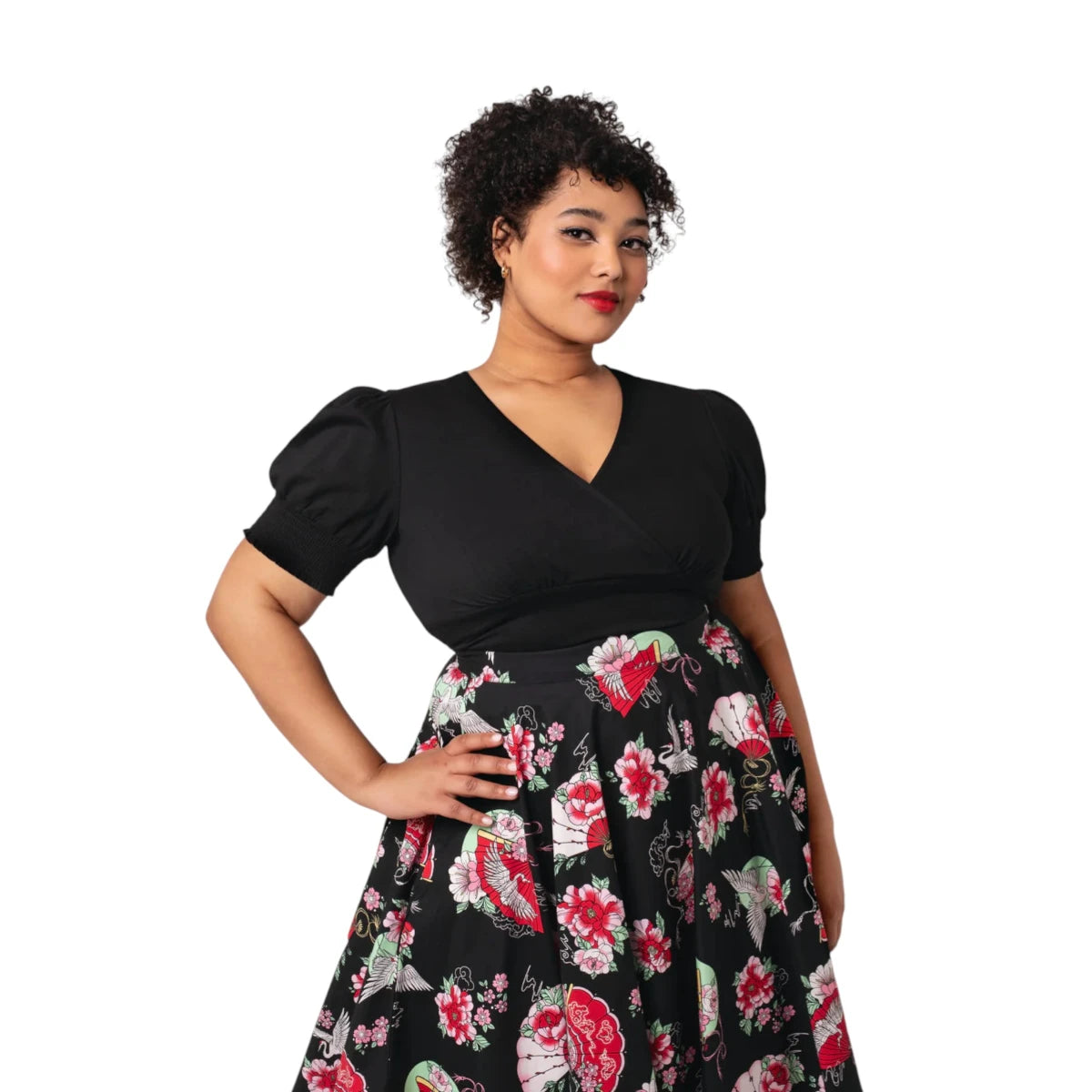 Hell Bunny Aria Top Black Gothic Wrap Cotton Stretch Blouse