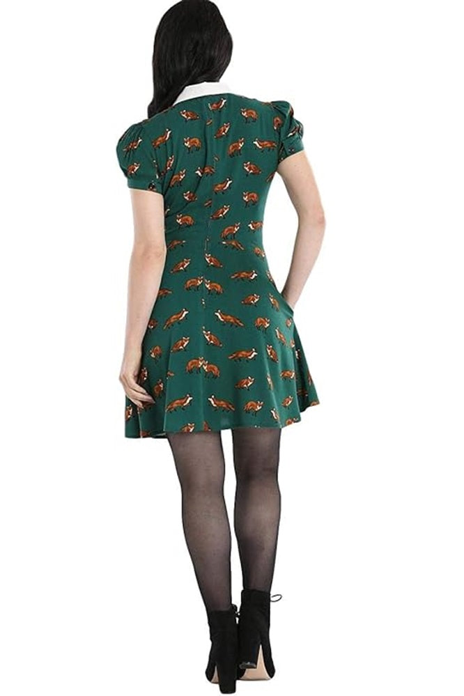 Hell Bunny Vixey Fox Retro 1960's Dress - Green