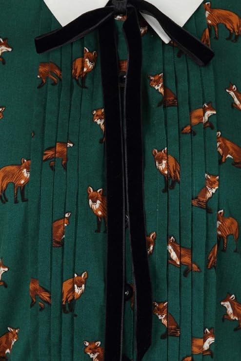 Hell Bunny Vixey Fox Retro 1960's Dress - Green