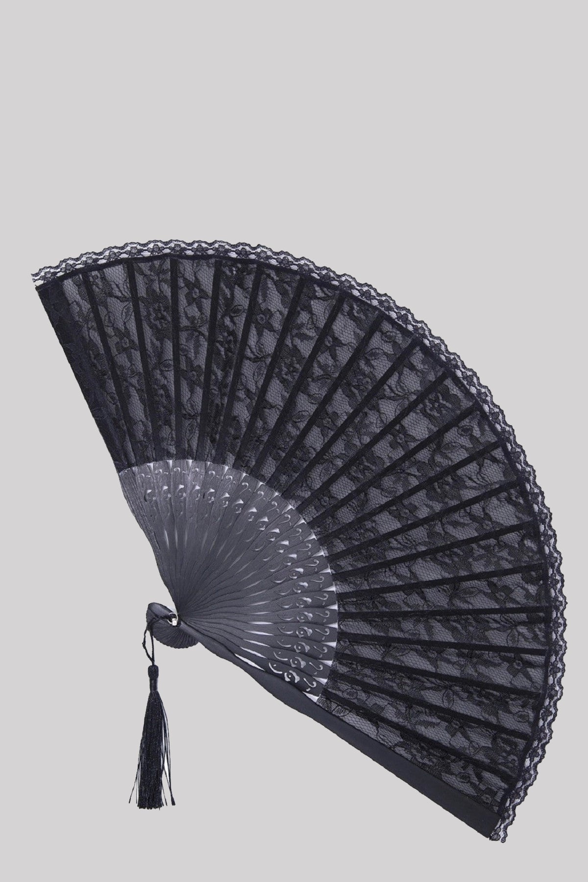 Banned Oxana Gothic Lace Fan With Bamboo Frame