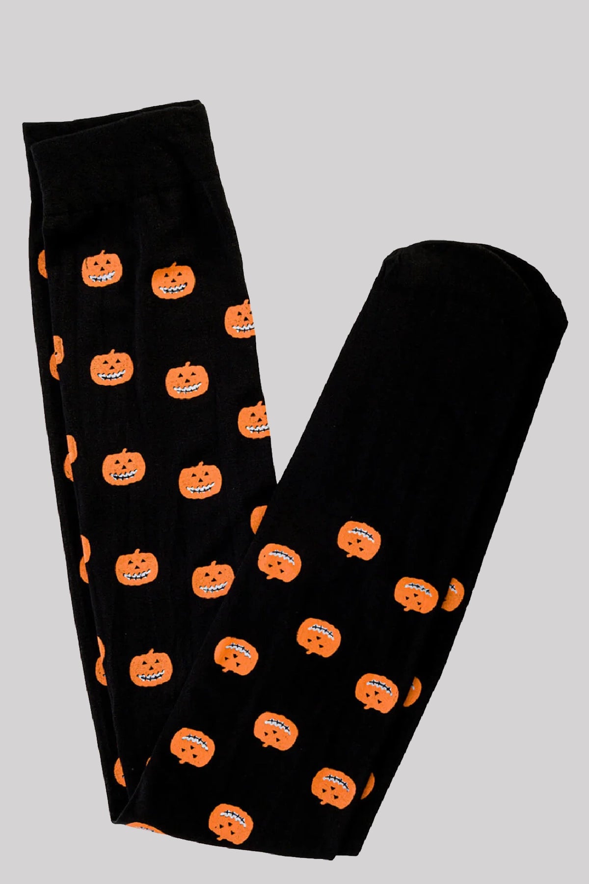 Banned Pumpkin Spice Over The Knee Socks Halloween Stockings, Black, One-Size