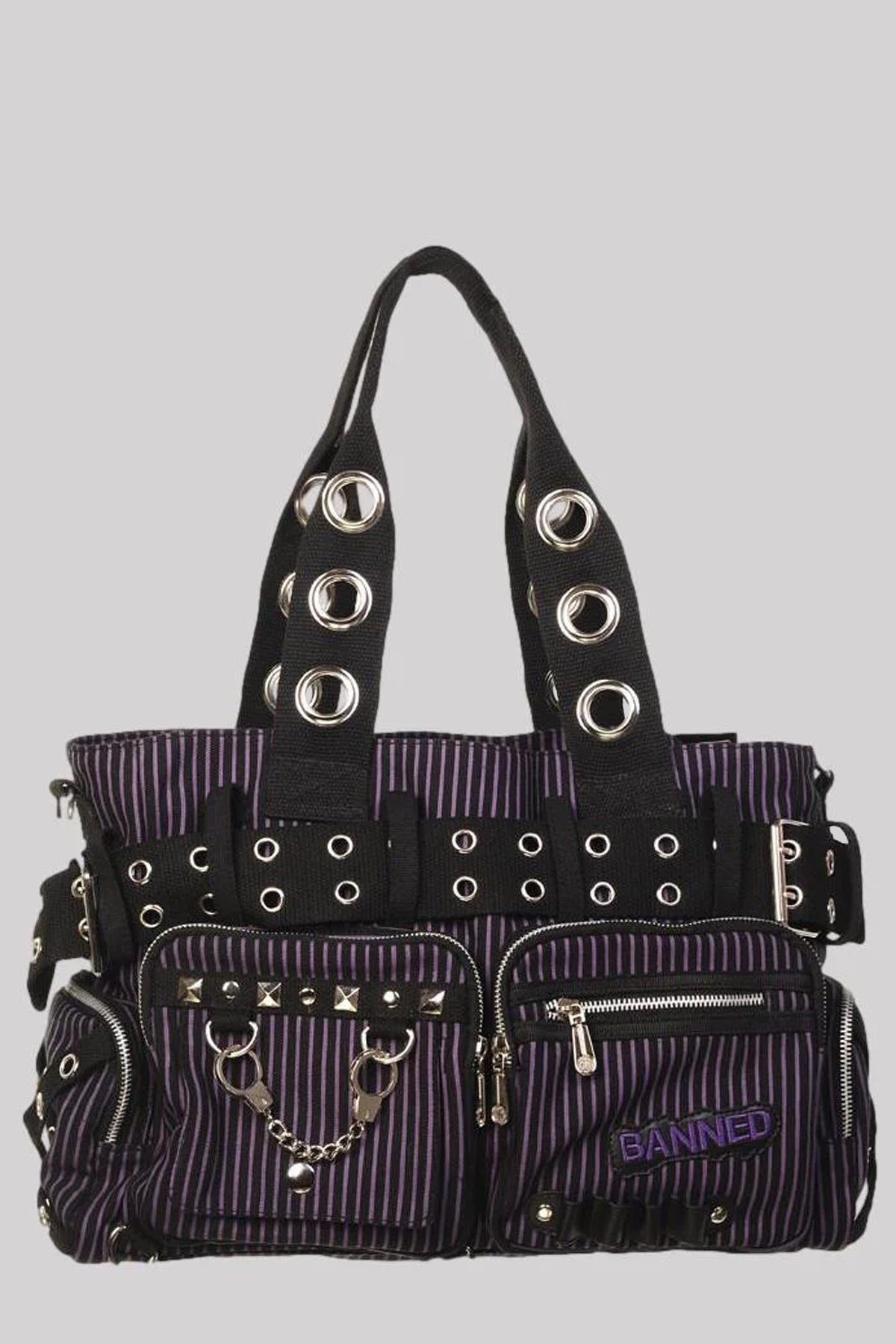 Borsa A Spalla Banned 'Innocent Handcuff' In Tela Di Canovaccio Con Manette E Borchie