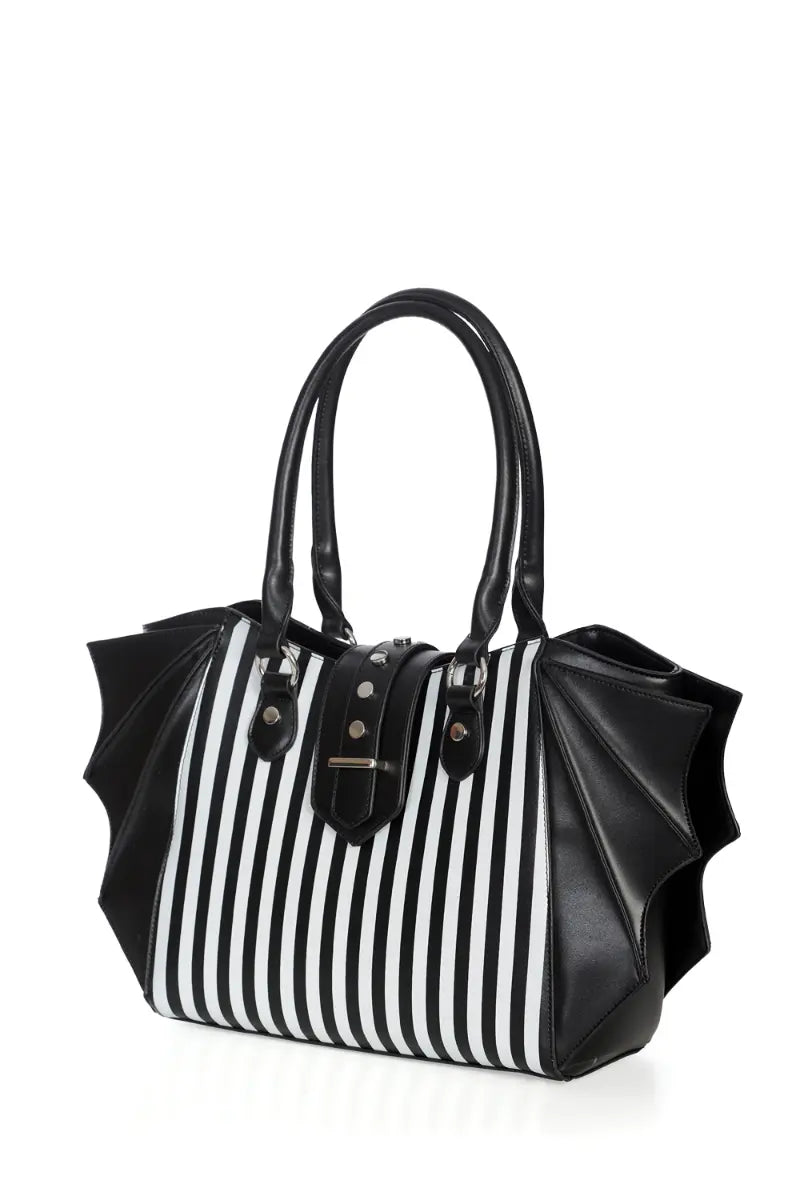 Banned Annabelle Black & White Goth Bat Wing Bag