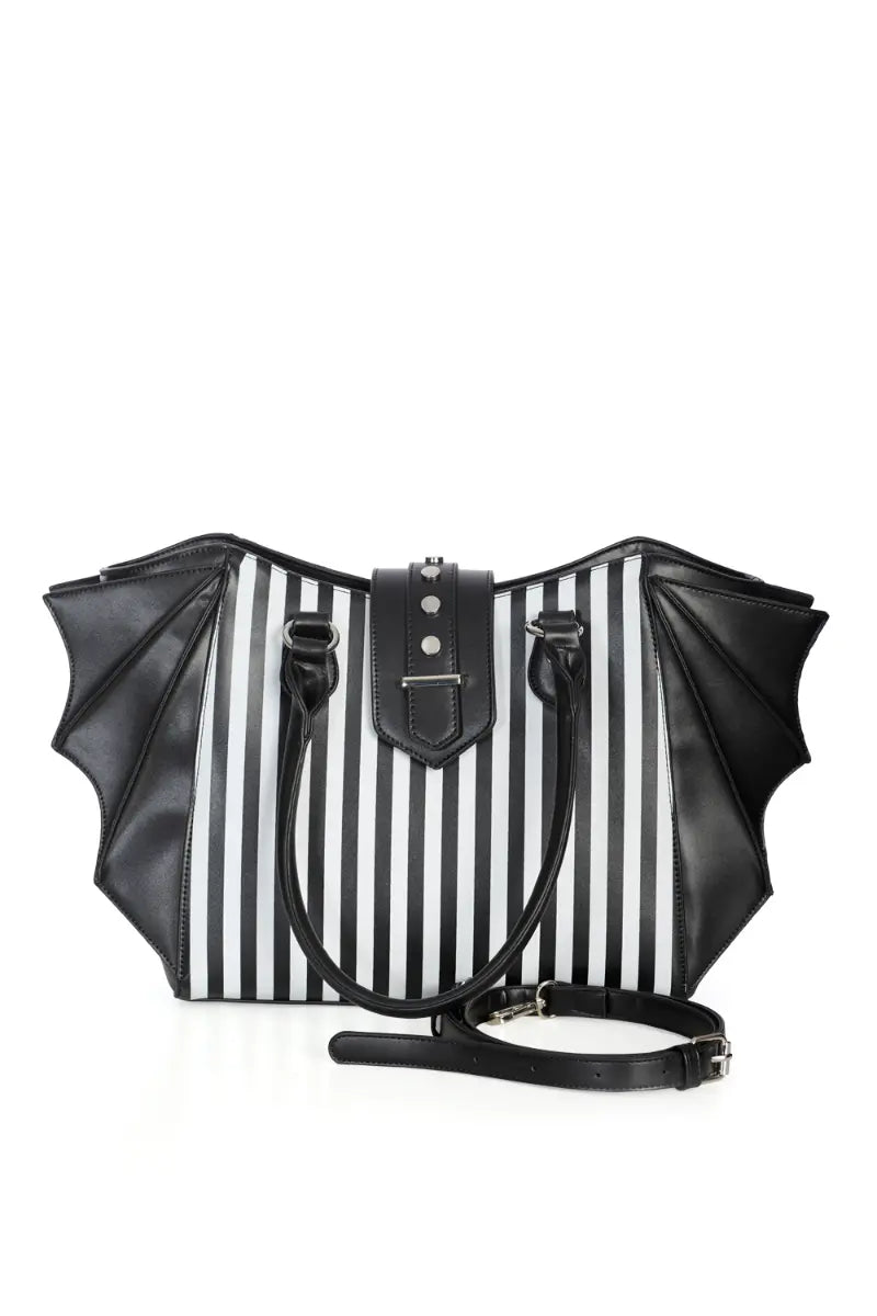 Banned Annabelle Black & White Goth Bat Wing Bag