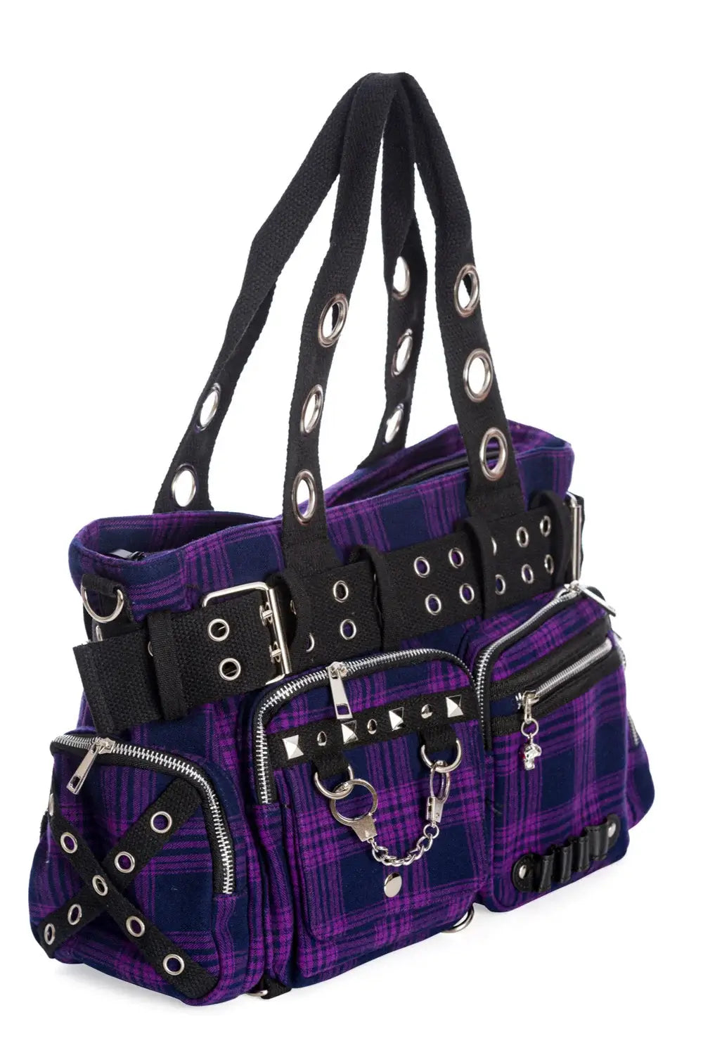 Banned Camdyn Tartan Grunge Punk Shoulder Bag