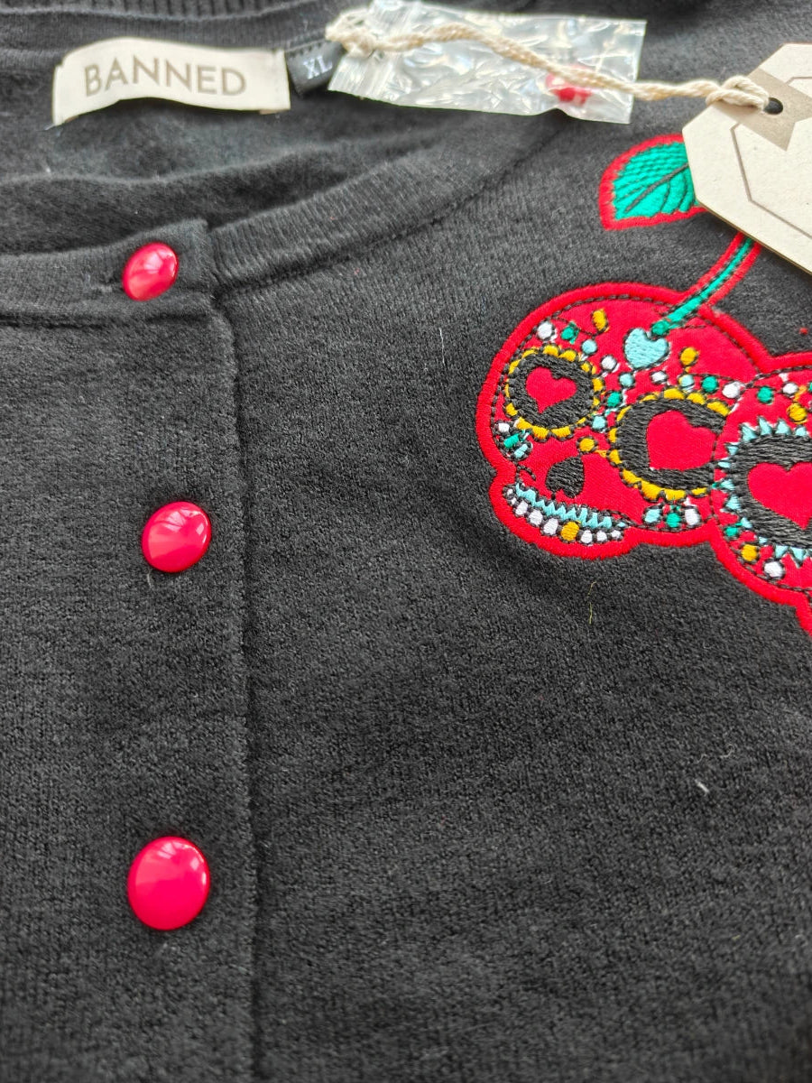 Banned Skull Cherries Rockabilly Retro Punk Cardigan